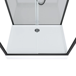 Cabine de douche Hydromassante 110x80 Receveur Bas - Fond Gris et Profilés Noir Mat - GREY STYLE LOW