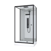 Cabine de douche Hydromassante 110x80x215 cm - Fond Gris et Profilés Noir Mat - GREY STYLE