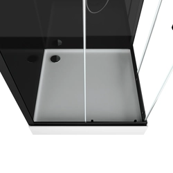 Cabine de douche Hydromassante 90x90x215 cm - Fond Noir avec Bande Miroir - WEB MIRROR