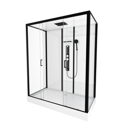 Cabine de douche rectangle 160x85x215cm -blanche avec profilé noir mat - FACTORY XXL