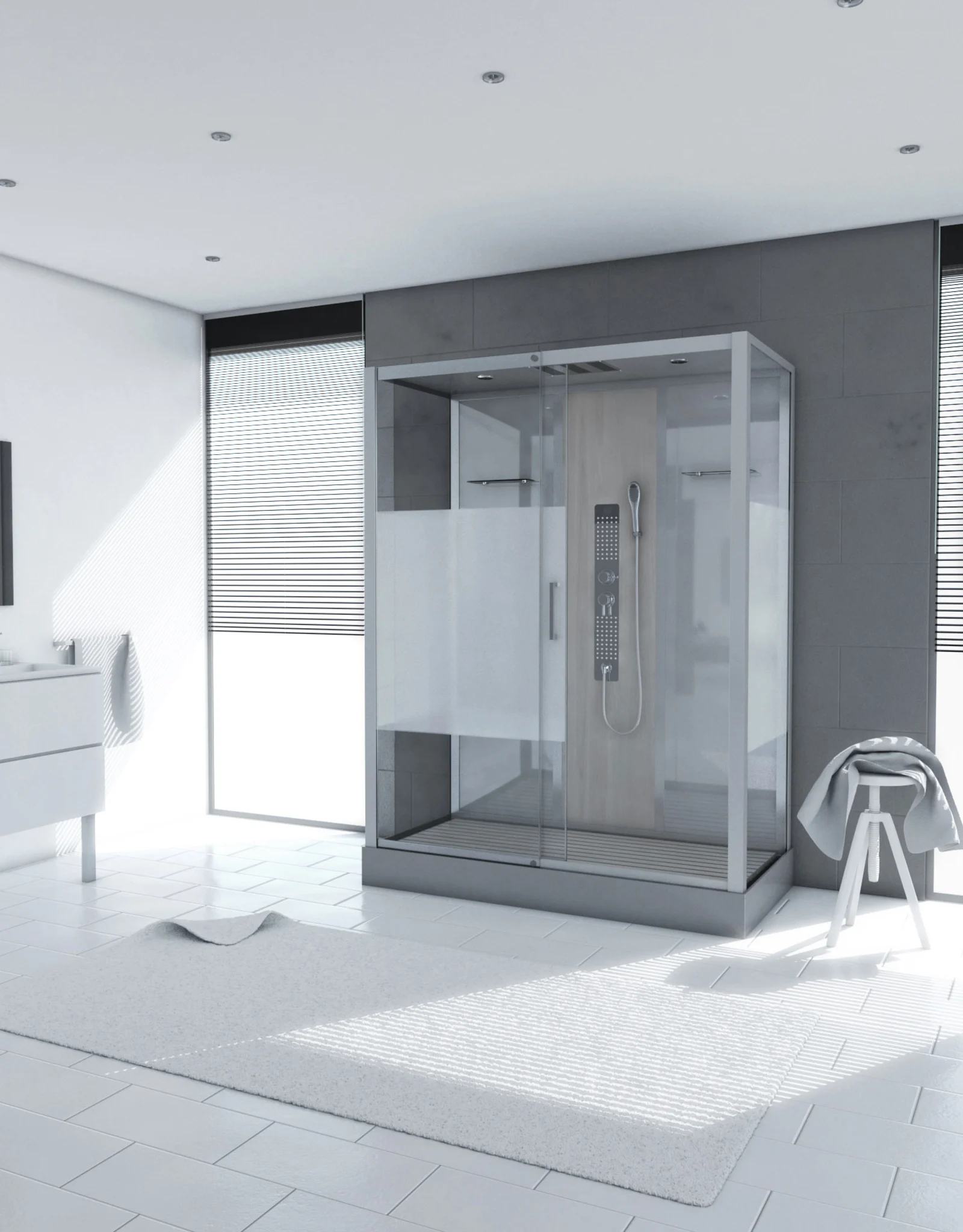 Cabine de douche rectangle 75x150x215cm - SHACKY XXL Cabine de douche rectangle 75x150x215cm - SHACKY XXL
