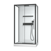 Cabine de douche rectangle 90x115x217cm extra blanc - profilés laqué noir mat - GHOST RECTANGLE