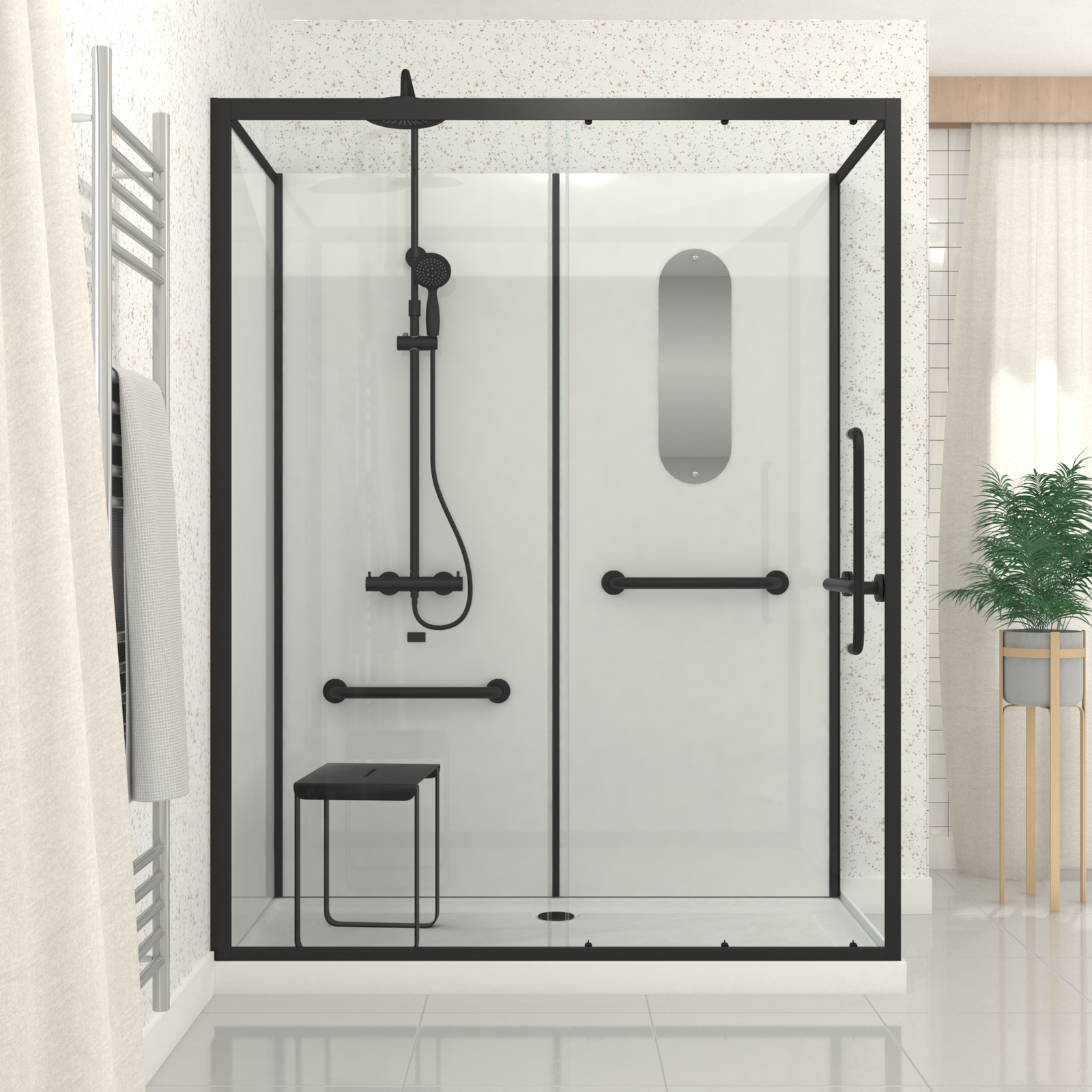 Cabine de douche Sécurisée et Accessible à Tous 160x85x220cm