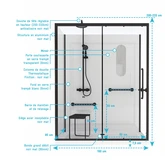 Cabine de douche Sécurisée et Accessible à Tous 160x85x220cm - Mitigeur Thermostatique