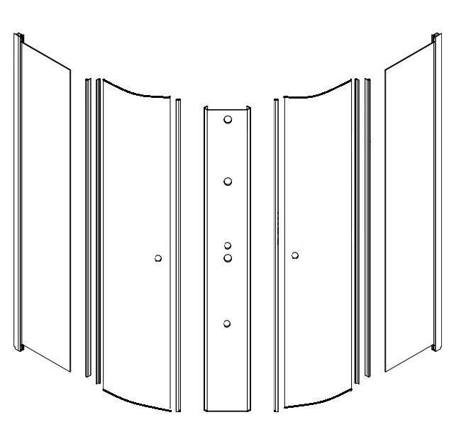 Colis façade complète et colonne de fond pour cabine GRAPHITE CARBONE