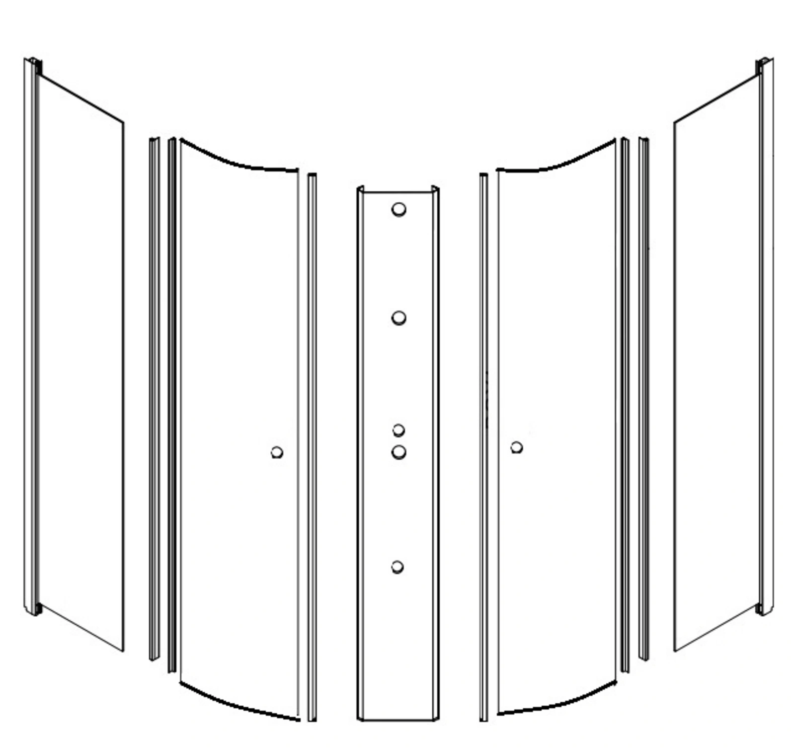 Colis façade complète et colonne de fond pour cabine GRAPHITE CARBONE