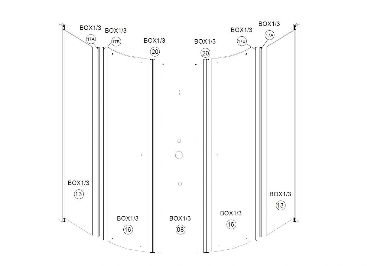 Colis verre pour façade complete de cabine NIGHT BLUE 2