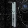 Colonne de douche à hyrdomassage - 22x125cm - en verre trempé avec plaque inox - ALPHA WHITE