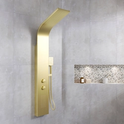 Colonne de douche Effet Pluie - 140x20cm - Acier inoxydable Or bross