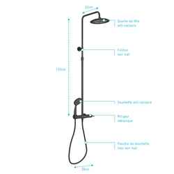Colonne de douche mécanique 133x28x52 MOLLY BLACK