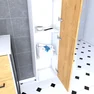 Colonne de salle de bain blanche -2 portes chêne naturel et poignées noir mat - STRUCTURA F028