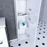 Colonne de salle de bain blanche 30x35x150 cm - 2 portes blanches poignees noir mat - STRUCTURA P015