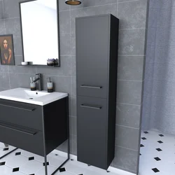 Colonne de salle de bain blanche 30x35x150 cm avec 2 portes et poignées noir mat - STRUCTURA F050