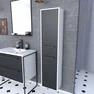 Colonne de salle de bain blanche 30x35x150 cm avec 2 portes et poignées noir mat - STRUCTURA P026