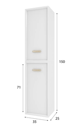 COLONNE DE SALLE DE BAIN SCANDINAVE BLANC A SUSPENDRE - H150xP25xL35cm - NORDIK BASIS