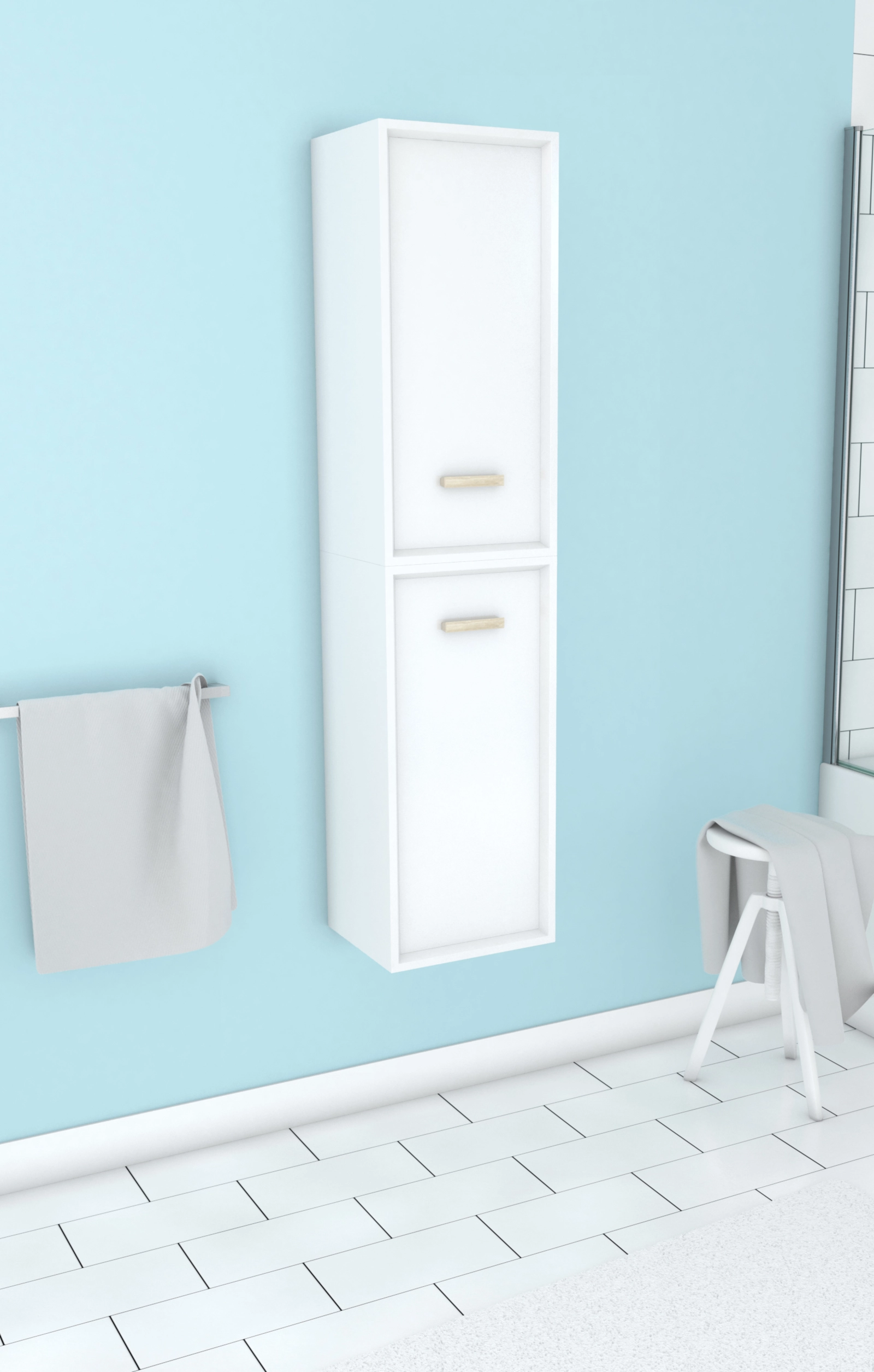 COLONNE DE SALLE DE BAIN SCANDINAVE BLANC A SUSPENDRE - H150xP25xL35cm - NORDIK BASIS COLONNE DE SALLE DE BAIN SCANDINAVE BLANC A SUSPENDRE - H150xP25xL35cm - NORDIK BASIS