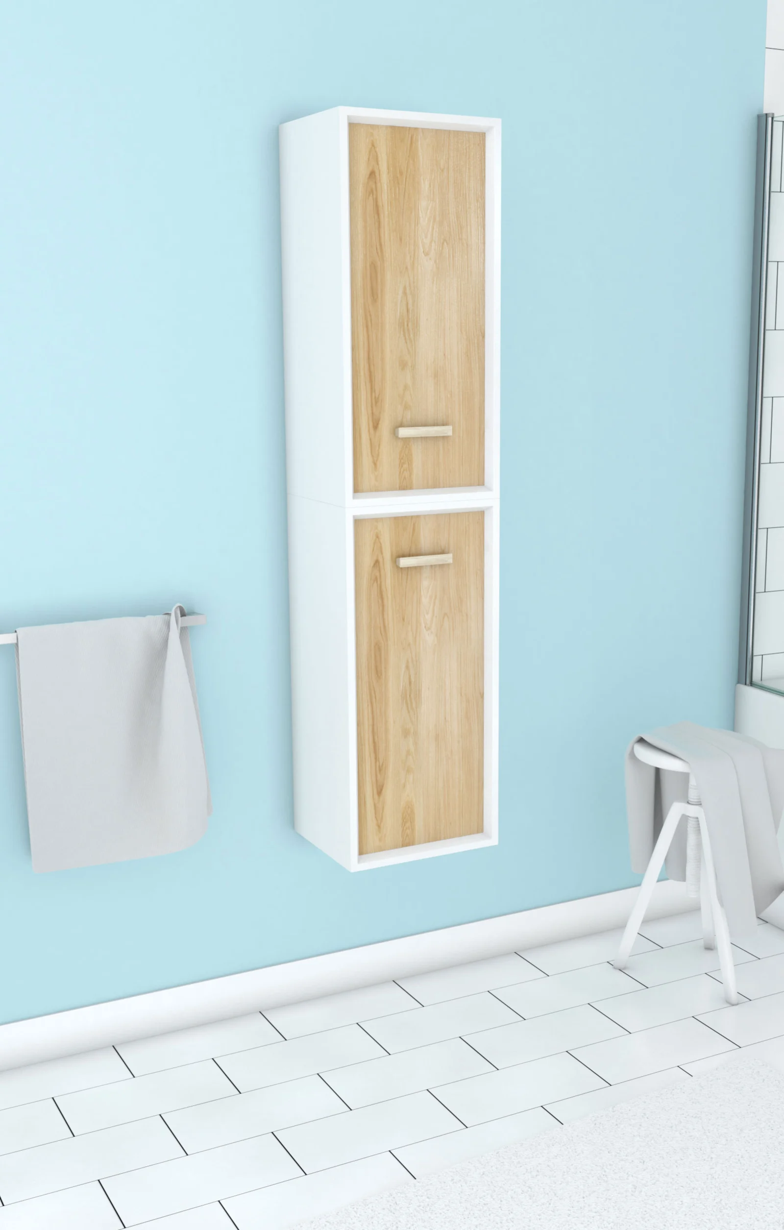 COLONNE DE SALLE DE BAIN SCANDINAVE BLANC A SUSPENDRE - H150xP25xL35cm - NORDIK NATURLIG COLONNE DE SALLE DE BAIN SCANDINAVE BLANC A SUSPENDRE - H150xP25xL35cm - NORDIK NATURLIG