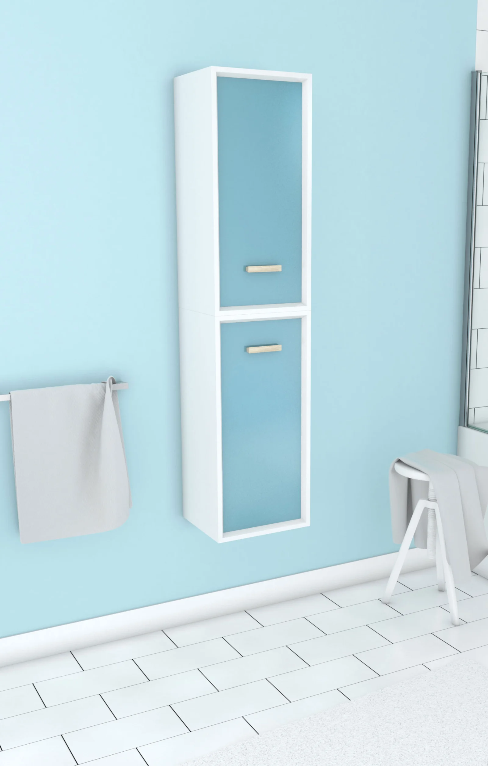 COLONNE DE SALLE DE BAIN SCANDINAVE BLANC A SUSPENDRE - H150xP25xL35cm - NORDIK VATTEN COLONNE DE SALLE DE BAIN SCANDINAVE BLANC A SUSPENDRE - H150xP25xL35cm - NORDIK VATTEN
