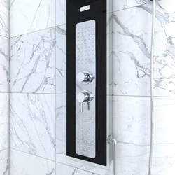 Colonnne de douche à hyrdomassage - 22x125cm - en verre trempé avec plaque inox - ALPHA BLACK