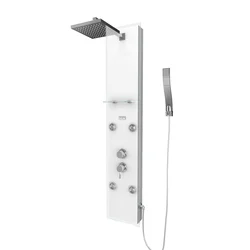 Colonnne de douche a hyrdomassage - 22x125cm - en verre trempe + buses hydromassantes- EPSILON WHITE