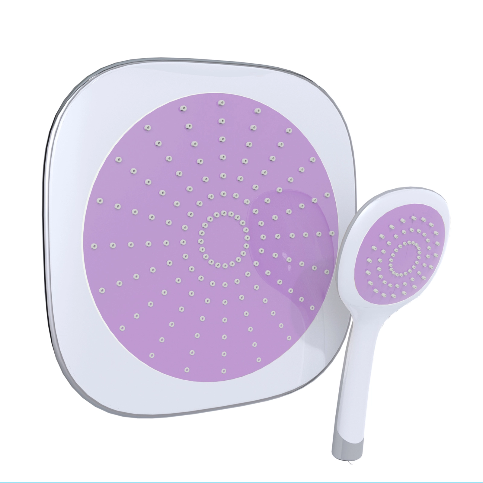Douche de tête carrée et douchette a main picots anticalcaires - PURPLE SHOWER CONCEPT Douche de tête carrée et douchette a main picots anticalcaires - PURPLE SHOWER CONCEPT