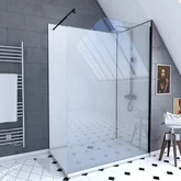 Ensemble complet douche à l'Italiennne avec Receveur 90x120 + Paroi transparent + Panneaux muraux