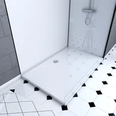 Ensemble complet douche à l'Italiennne avec Receveur 90x120 + Paroi transparent + Panneaux muraux