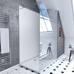 Ensemble complet douche à l'Italiennne avec Receveur 90x120 + Paroi miroir + Panneaux muraux blanc