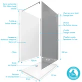 Ensemble complet douche à l'Italiennne avec Receveur 90x120 + Paroi fumée + Panneaux muraux