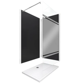 Ensemble complet douche à l'Italiennne avec Receveur 90x120 + Paroi miroir + Panneaux muraux noir