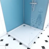 Ensemble complet douche à l'Italiennne avec Receveur 90x90 + Paroi chrome + Panneaux muraux