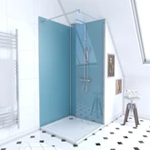 Ensemble complet douche à l'Italiennne avec Receveur 90x90 + Paroi chrome + Panneaux muraux