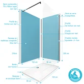 Ensemble complet douche à l'Italiennne avec Receveur 120x90 + Paroi transparent + Panneaux muraux