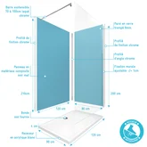 Ensemble complet douche à l'Italiennne avec Receveur 90x90 + Paroi transparant + Panneaux muraux