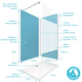 Ensemble complet douche à l'Italiennne avec Receveur 90x120 + Paroi depolie + Panneaux muraux