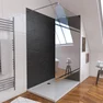 Ensemble complet douche à l'Italiennne avec Receveur 90x90 + Paroi Miroir + Panneaux muraux Ardoise