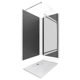 Ensemble complet douche à l'Italiennne avec Receveur 90x90 + Paroi Miroir + Panneaux muraux Ardoise