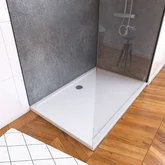 Ensemble complet douche à l'Italiennne avec Receveur 120x90 + Paroi transparent + Panneaux muraux