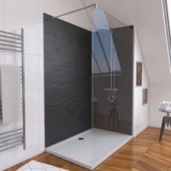 Ensemble complet douche à l'Italiennne avec Receveur 120x90 + Paroi chrome + Panneaux muraux 90&120