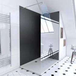 Ensemble complet douche à l'Italiennne avec Receveur 90x120 + Paroi miroir + Panneaux muraux noir