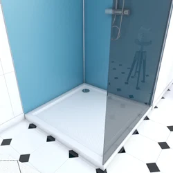 Ensemble complet douche à l'Italiennne avec Receveur 90x90 + Paroi fumée + Panneaux muraux allu