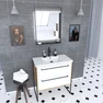 Ensemble de salle de bain blanc 80cm+ vasque en resine blanche 80x50 + tiroirs blanc mat + mirroir