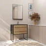 Ensemble de salle de bain - vasque effet pierre 80x50 - 2 tiroirs ch