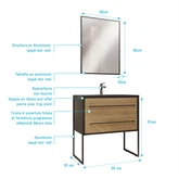 Ensemble de salle de bain - vasque effet pierre 80x50 - 2 tiroirs chêne naturel - miroir