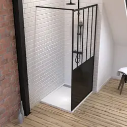 Ensemble douche à l'italienne avec Receveur blanc caniveau 80x100 + paroi atelier 100cm