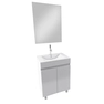 Ensemble meuble de salle de bain 60x45x81-meuble MDF-melamine brillant blanc-vasque ceramique+miroir