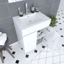 Ensemble meuble de salle de bain 60x45x81-meuble MDF-melamine brillant blanc-vasque ceramique+miroir