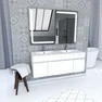 Ensemble Meuble de salle de bain blanc 120cm suspendu a portes + vasque ceramique blanche + miroir