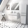 Ensemble Meuble de salle de bain blanc 60cm suspendu a portes + vasque ceramique blanche + miroir