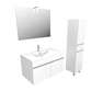 Ensemble Meuble de salle de bain blanc 60cm suspendu a portes + vasque ceramique blanche + miroir